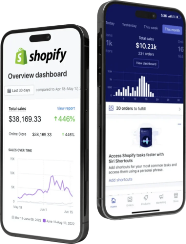 Shopify mobile ecommerce dashboards